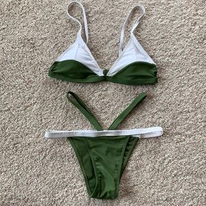 Shein green and white bikini
